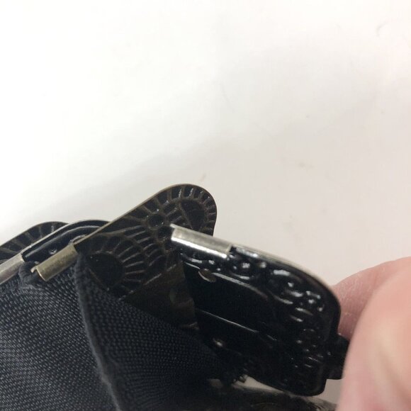 Womens Hammered Metal Stretch Belt Rhinestone Buckle Size XXS *See Description* main image 2